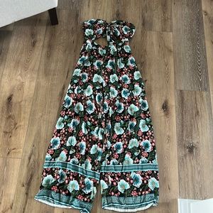 Wide pant floral jumpsuit